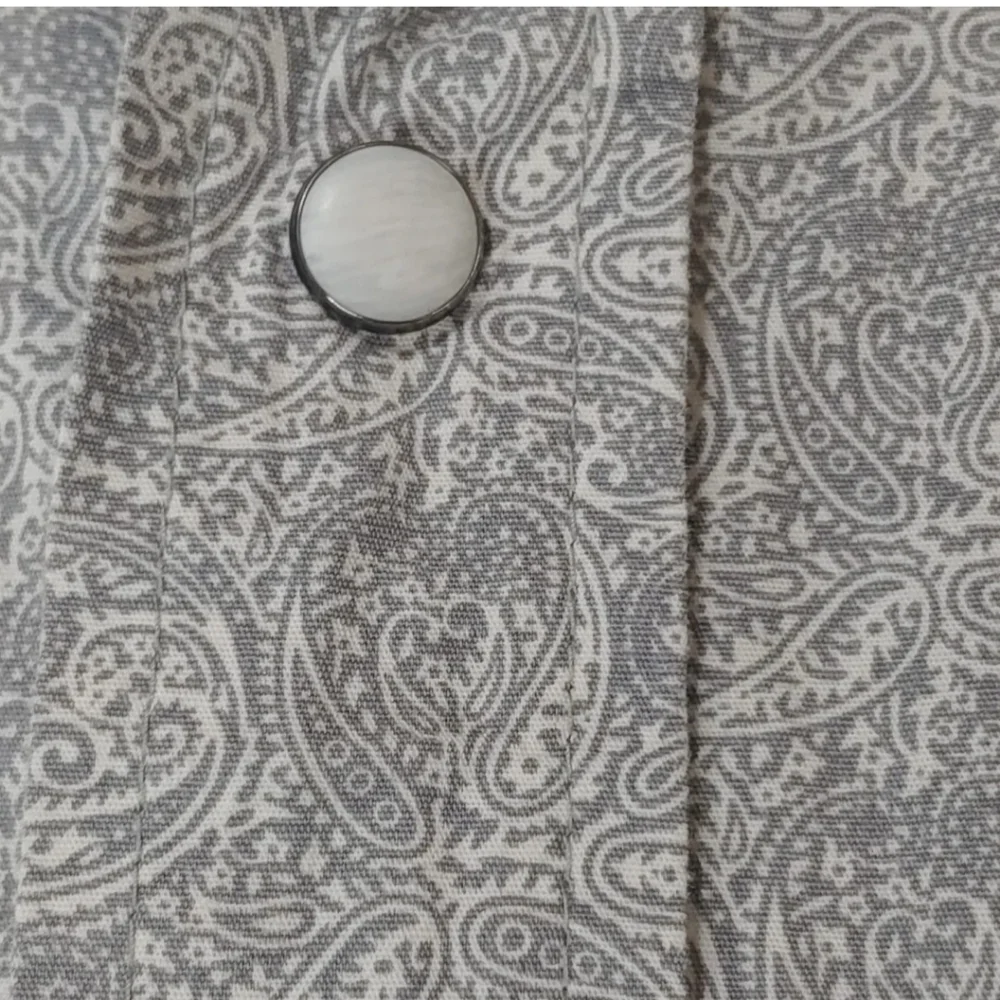 Rafter C Rockabilly Pearl Snap Shirt Men Med Gray Paisley Western Rodeo Cowboy